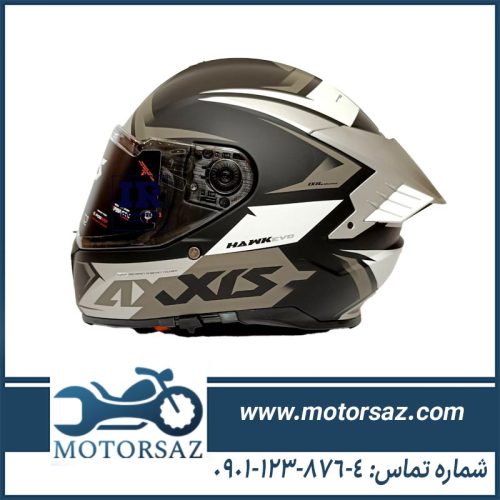 کلاه کاسکت فک ثابت اکسیس مدل HAWK EVO مشکی طوسی مات