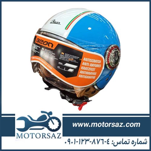 کلاه کاسکت وسپایی BEON مدل B110 طرح BLUE ITALY