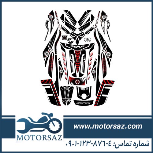 پد کامل بدنه موتور یاماها آیروکس مشکی قرمز ضد خش و ضد ضربه