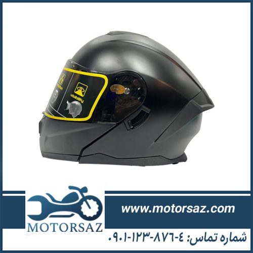 کلاه کاسکت فک متحرک LAVOUS مدل ساده مشکی مات