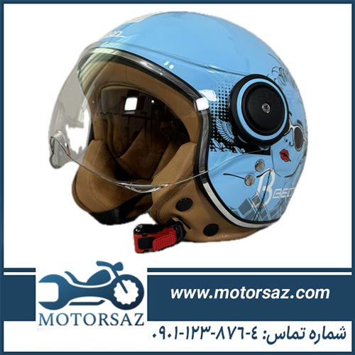کلاه کاسکت BEON مدل B110 طرح Avenue-BLUE