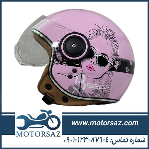 کلاه کاسکت BEON مدل B110 طرح Avenue-PINK