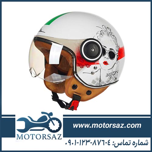 کلاه کاسکت BEON مدل B110 طرح AVENUE-RED-WHITE
