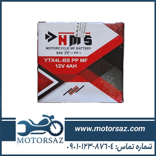 باتری موتور NMS اسید بغل 4 آمپر 12 کوتاه